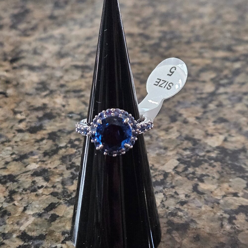 Bomb Party RG24531 "Checkmate Babe" Aqua Blue Spinel Sz 5